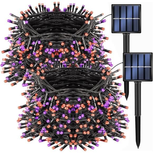 Dazzle Bright 2 Pack Total 400LED 132FT Halloween Solar String Outdoor Lights